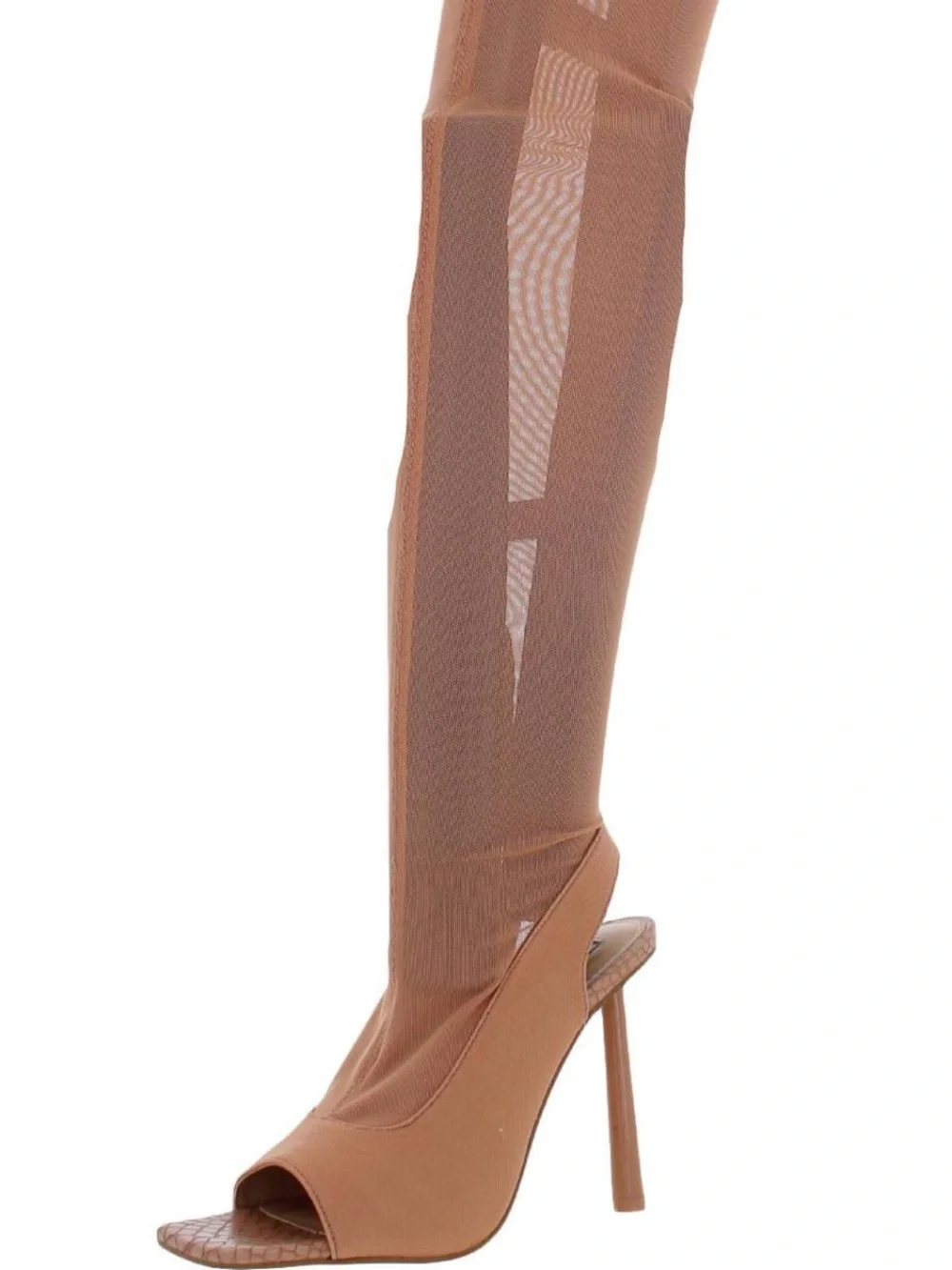 Steve Madden Beverly Women’s Open-Toe Mesh Knee-High Boot in Blush